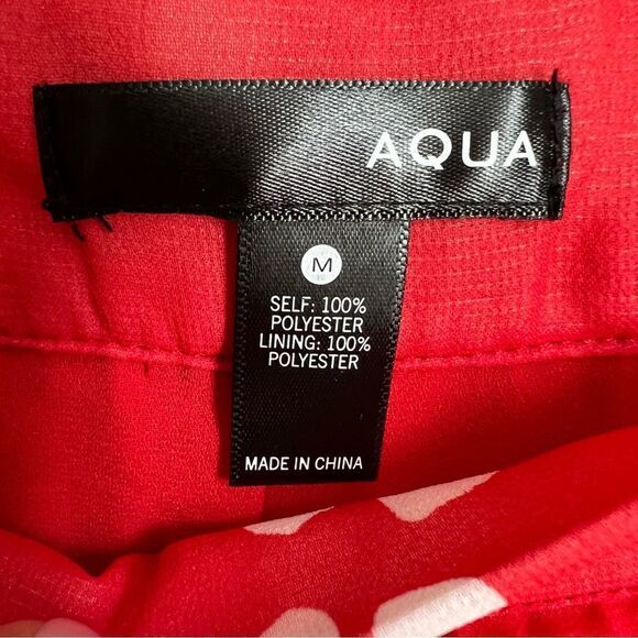 AQUA Pleated Pansy Floral Skirt Womens Medium Red/White Sheer Feminine - Picture 4 of 6